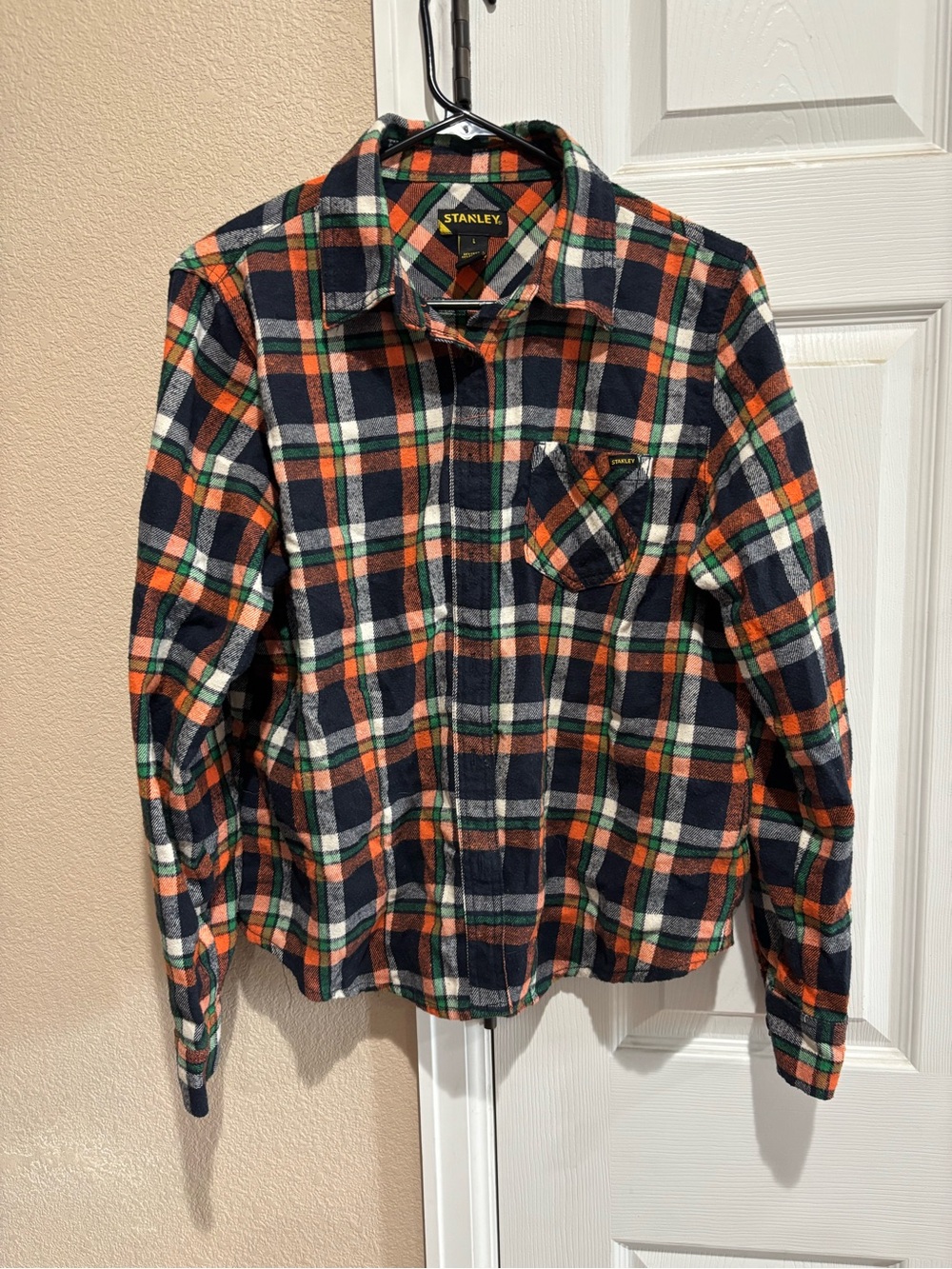 Stanley Navy, Orange & White Plaid Flannel